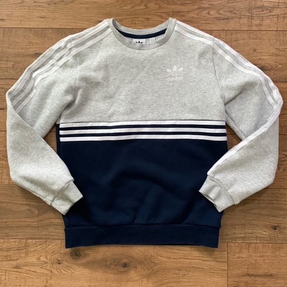 adidas Other - Adidas Blue Gray White Long Sleeve Crewneck Sweatshirt Youth Medium 11/12